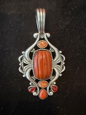 Carolyn Pollack Red Jasper and sterling silver pendant